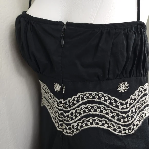 Jessica Howard Bohemian Black Embroidered Bodice Dress Size 8 - Picture 7 of 11